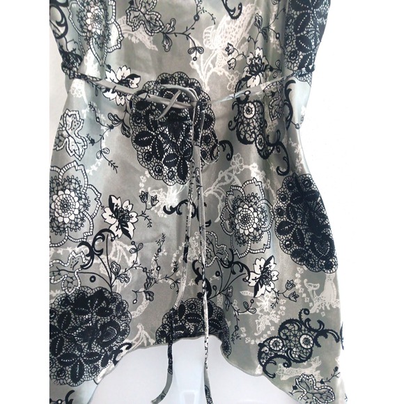 Y2K Babydoll Top Medium Gray Romantic Floral Satin Boho Fairy‎ Grunge Whimsigoth - Picture 8 of 15